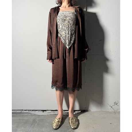 【ARCHIVE STANCE】satin stripe dolman shirt