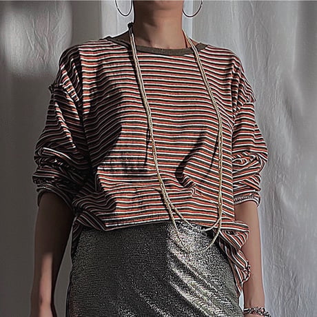 multi border L/S Tee(orange)