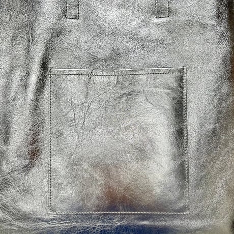 【blancle】M.LEATHER SQUEEZE BIG TOTE (silver)