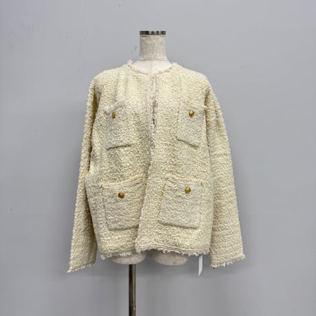 【ARCHIVE STANCE】no-collar knit big jacket
