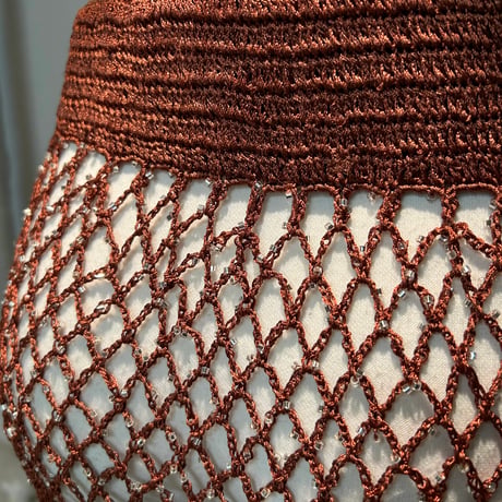 【special price】　mesh beads knit skirt (terracotta)