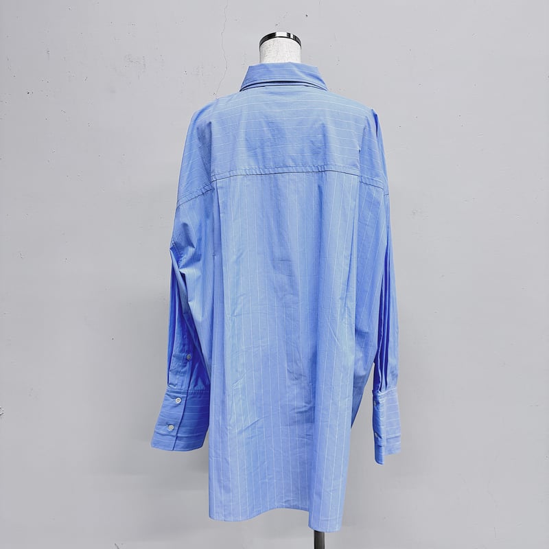 週末限定　美品　provoke Super big stripeシャツ　ブルー PROVOKE/プロヴォーク】Super big stripeシャツ（シャツ／ブラウス