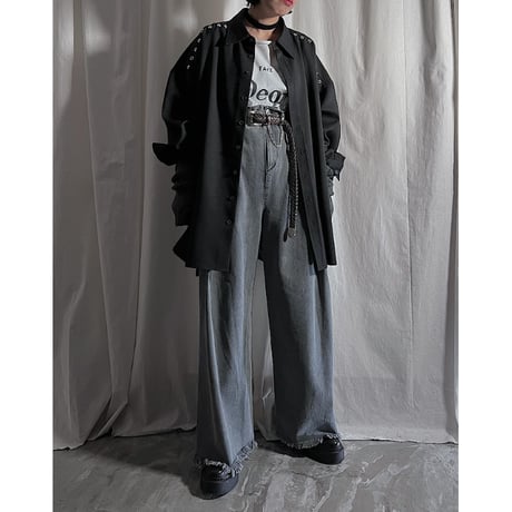 tuck wide denim(black/38)