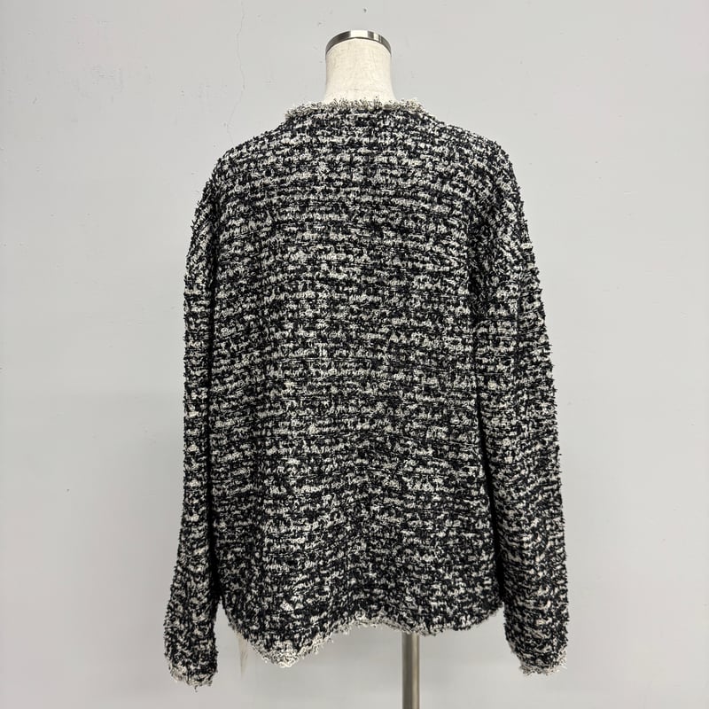 ARCHIVE STANCE】no-collar knit big jacket | STO