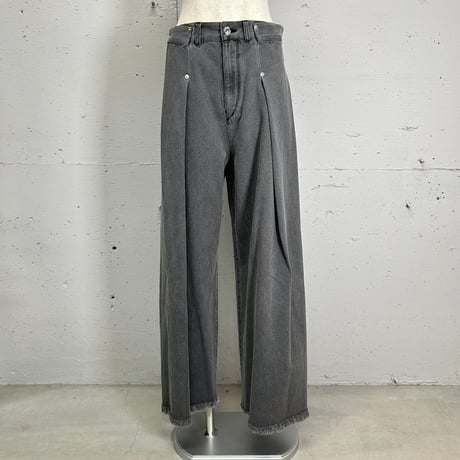 tuck wide denim(black/38)