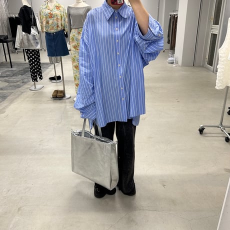 【blancle】M.LEATHER SQUEEZE BIG TOTE (silver)