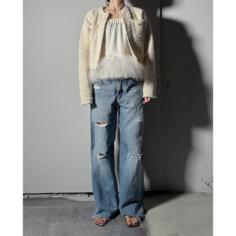【ARCHIVE STANCE】no-collar knit jacket