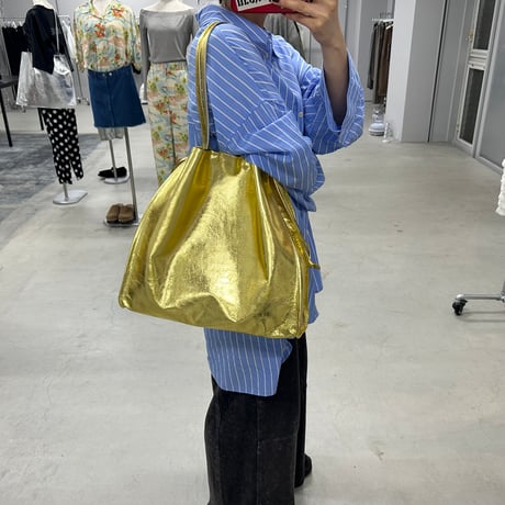【blancle】M.LEATHER SQUEEZE BIG TOTE (gold)