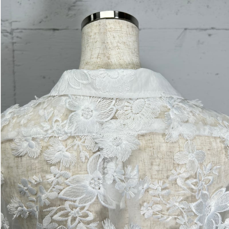special price】 tulle lace BIG shirt(offwhite)