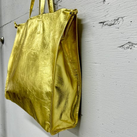 【blancle】M.LEATHER SQUEEZE BIG TOTE (gold)