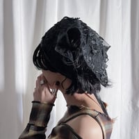 tulle lace babushka(black)
