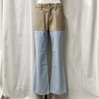 fakeleather×denim pants(beige)