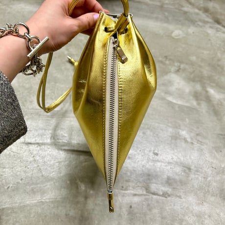 【blancle】M.LEATHER ZIP DRAWSTRING M(gold)