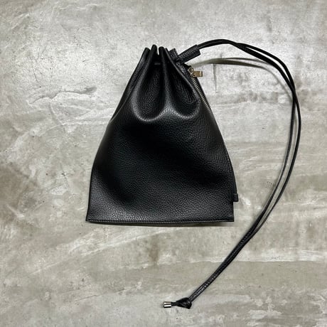 【blancle】S.LEATHER ZIP DRAWSTRING M(black)