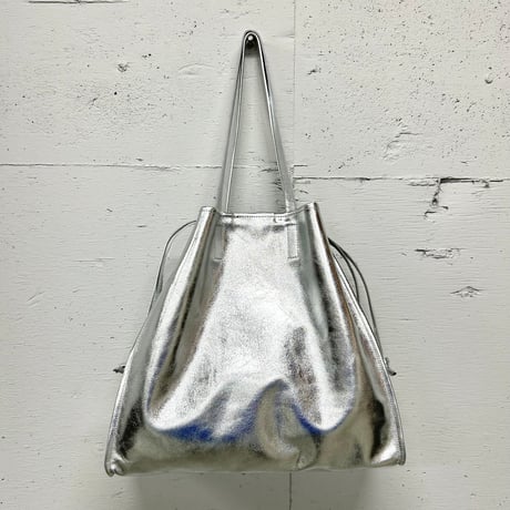 【blancle】M.LEATHER SQUEEZE BIG TOTE (silver)