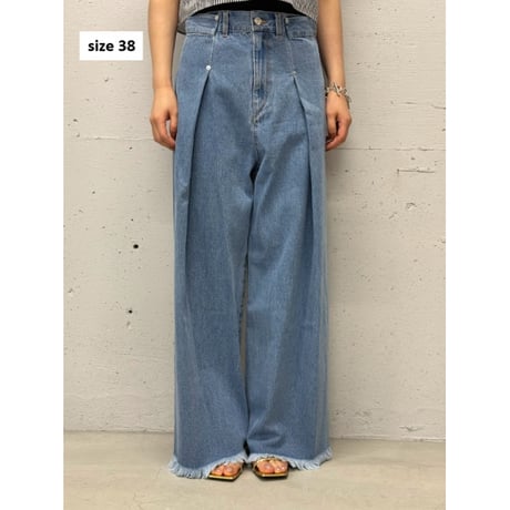 tuck wide denim(black/36)