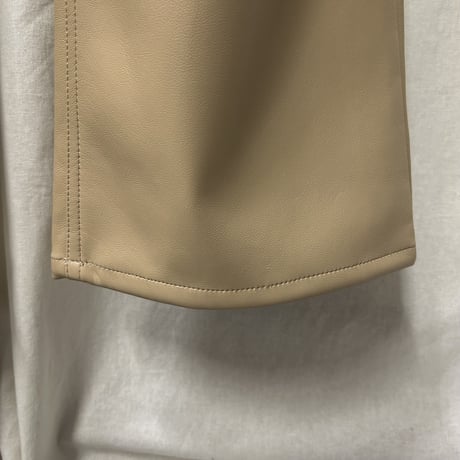 denim×fakeleather pants(beige)