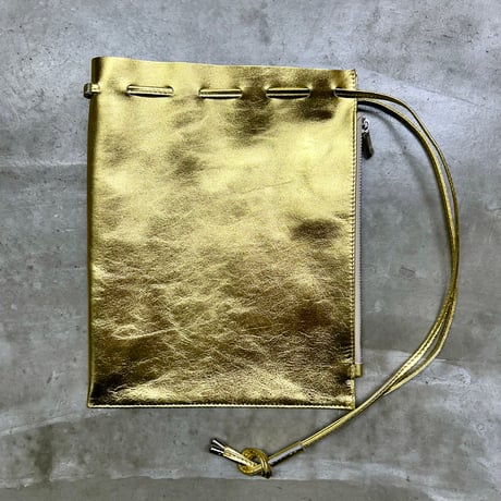 【blancle】M.LEATHER ZIP DRAWSTRING M(gold)
