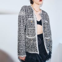 【ARCHIVE STANCE】no-collar knit big jacket
