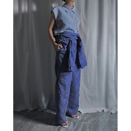 stripe cropped shirt(blue)