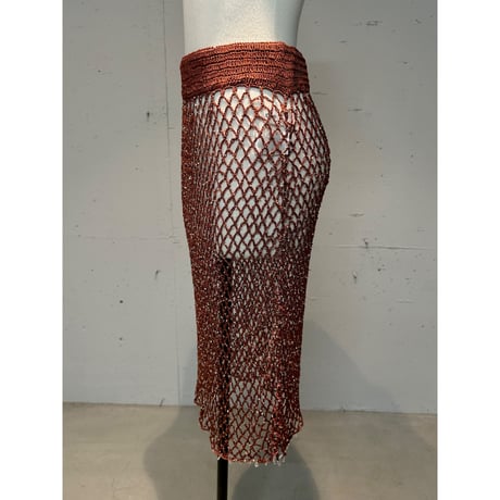 【special price】　mesh beads knit skirt (terracotta)