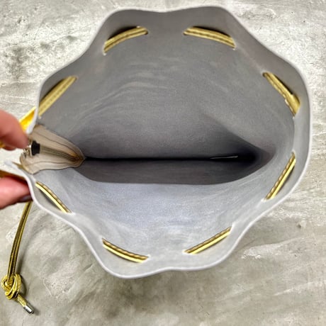 【blancle】M.LEATHER ZIP DRAWSTRING M(gold)
