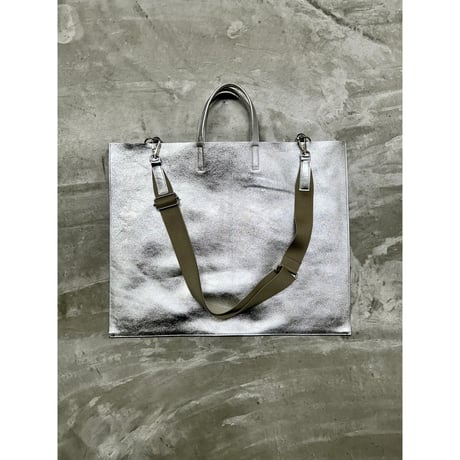 【blancle】M.LEATHER FLAT TOTE L(silver)