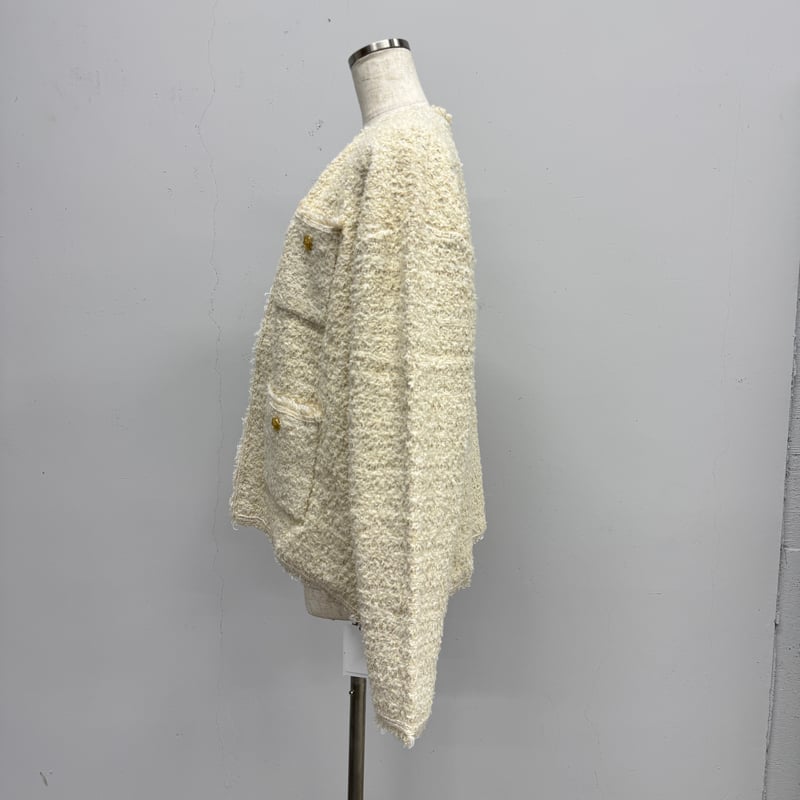 ARCHIVE STANCE】no-collar knit big jacket | STO