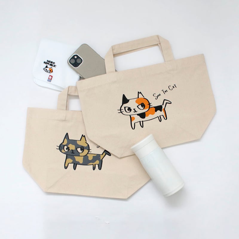 ネコリパ首相デザイン鍵しっぽ猫 トートバッグ | NECOREPA STORE