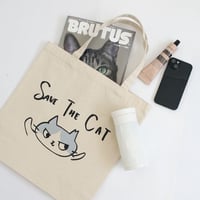 ネコリパ首相デザイン 不敵な笑み猫バンザイトート　M