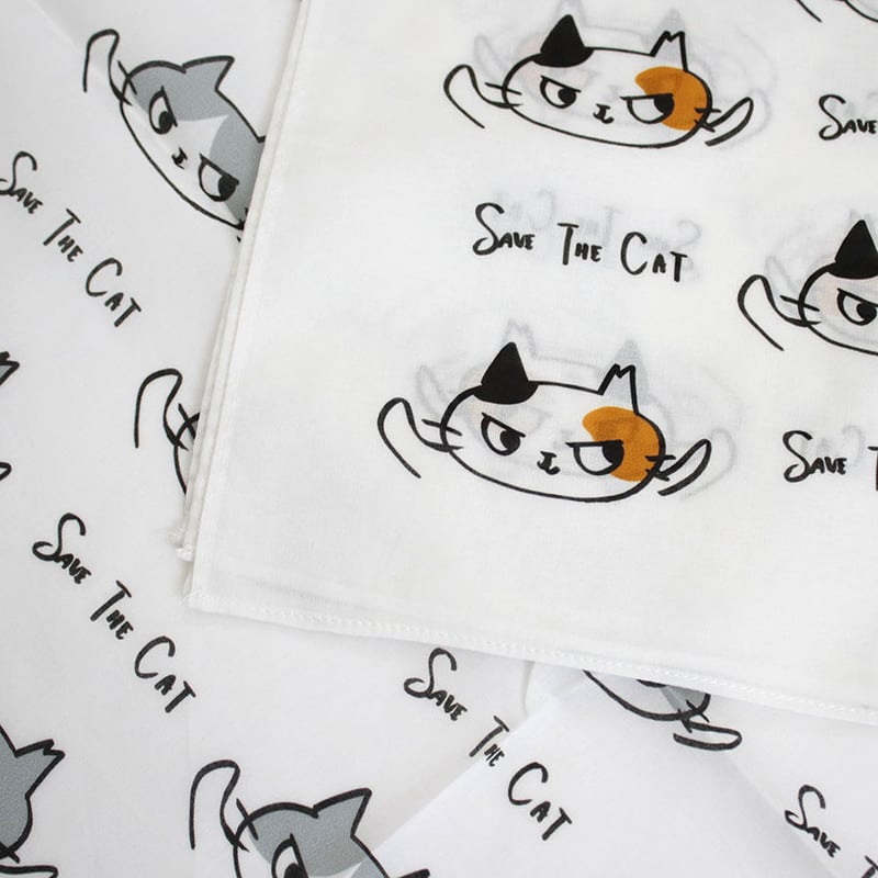 ネコリパ首相デザイン 不敵な笑み猫バンザイ バンダナ | NECOREPA STORE