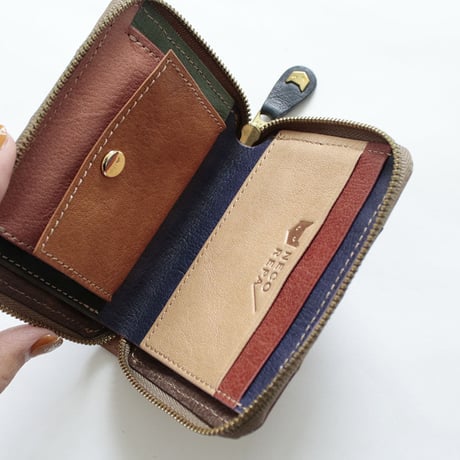 ブロックパッチワークジップミニウォレット　世界でたった１つ「Only one product in the world」