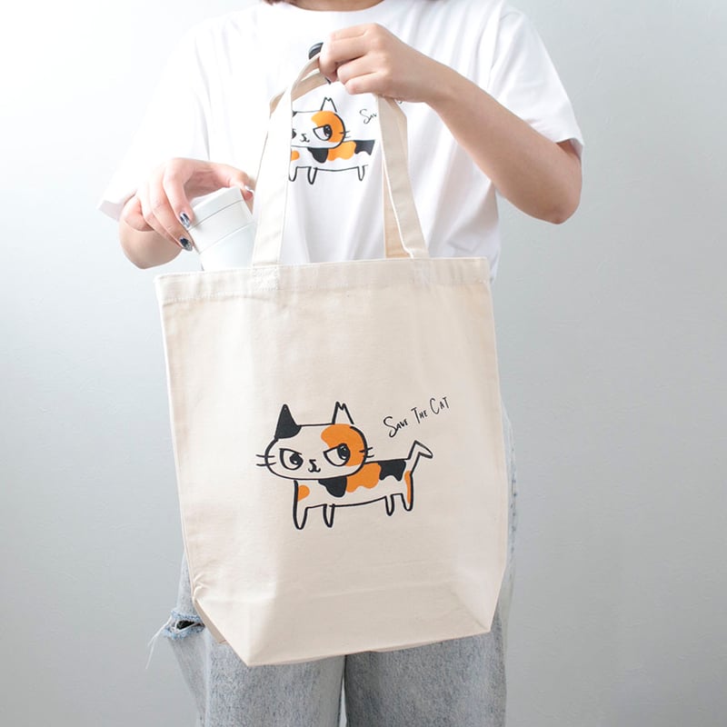 ネコリパ首相デザイン鍵しっぽ猫 トートバッグ | NECOREPA STORE