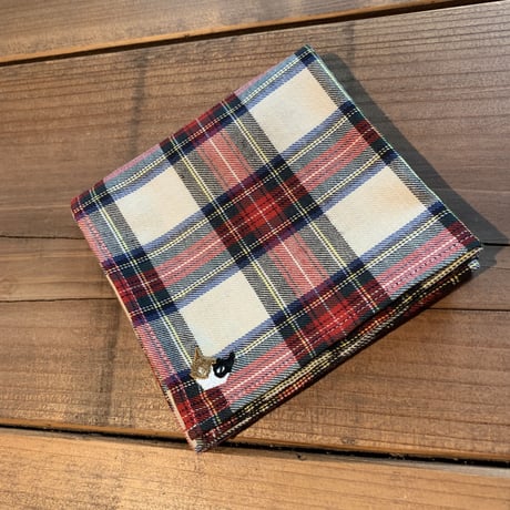 NECOREPA 刺繍ハンカチNo9　タータン三毛