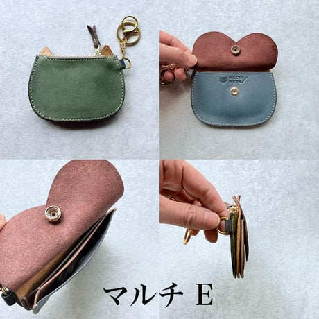 CAT FACE SMALL PURSE　マルチA～J【kura】世界でたった１つ「Only one product in the world」