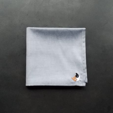 NECOREPA 刺繍ハンカチNo23　サックス三毛