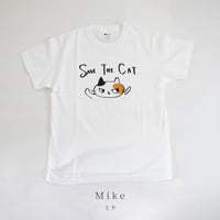 ネコリパ首相デザイン 不敵な笑み猫バンザイTシャツ
