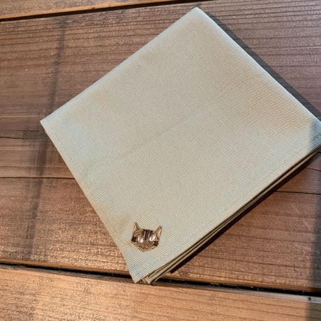 NECOREPA 刺繍ハンカチNo15　ダークベージュ茶トラ
