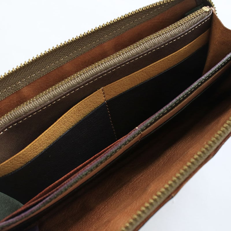 ブロック パッチワーク ジップウォレット 世界でたった1つ「Only one