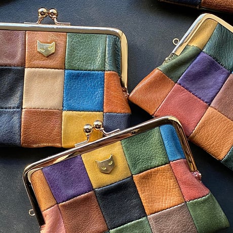 BLOCK PATCHWORK がま口 W WALLET　マルチF～J【kura】世界でたった１つ「Only one product in the world」