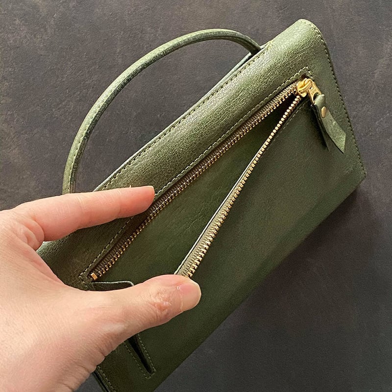 ソコハカトナク…鈍い光leather皺歪み鎖＋ケースネックウォレット 本革 ネックウォレット L字型 クロコ型押しブラック】 その他ミニ財布