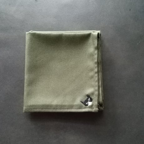 NECOREPA 刺繍ハンカチNo6　オリーブハチワレ