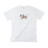 ネコリパ首相デザイン鍵しっぽ猫　Tシャツ