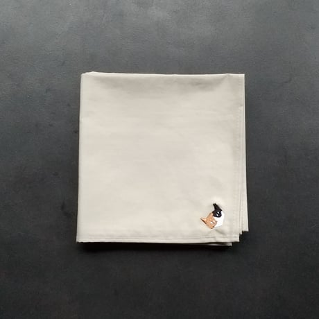 NECOREPA 刺繍ハンカチNo26　ベージュ三毛