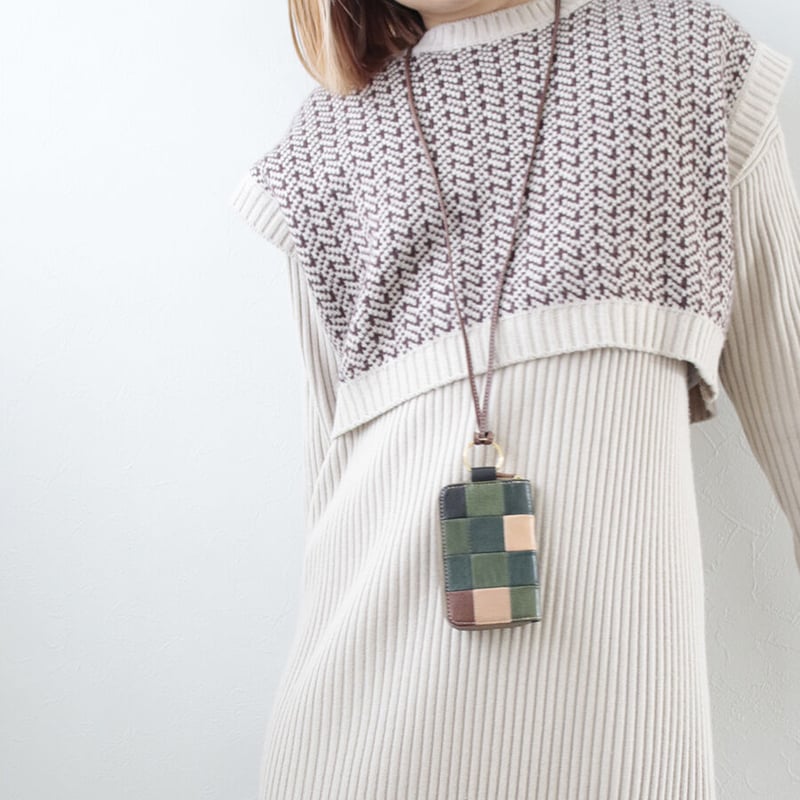 最終値下げ　ネコリパブリック ブロックパッチワーク長財布 ブロック パッチワーク ジップウォレット 世界でたった1つ