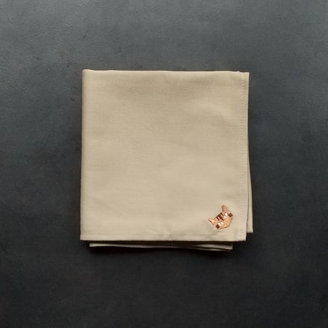 NECOREPA 刺繍ハンカチNo15　ダークベージュ茶トラ