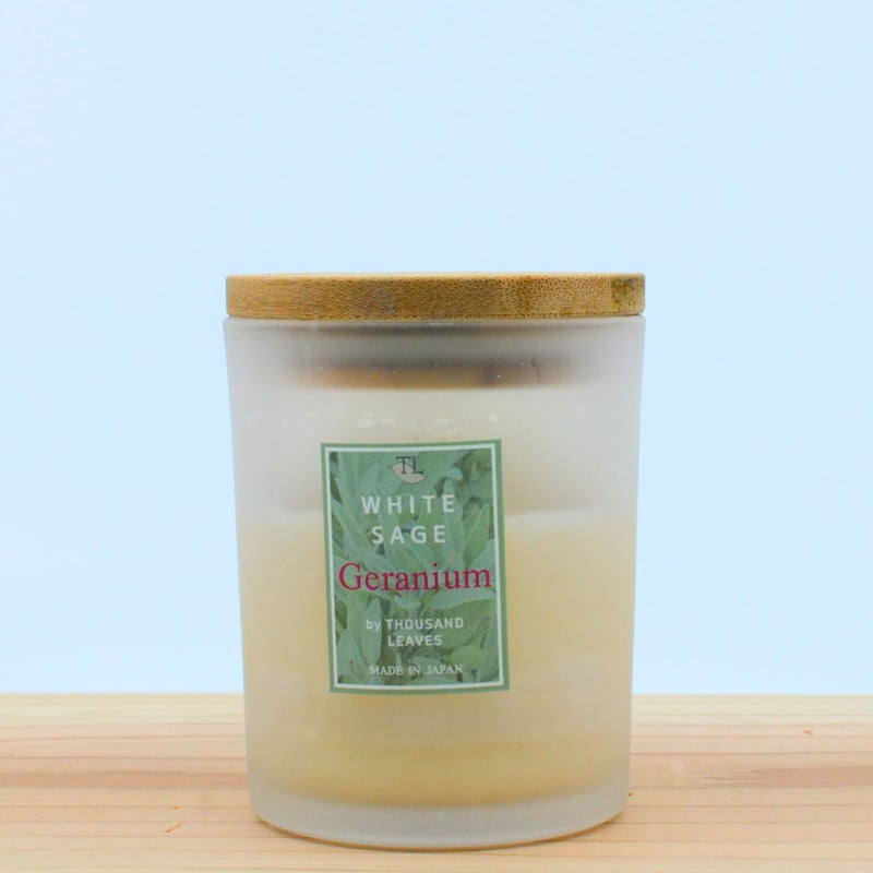 ゼラニウム／国産ホワイトセージキャンドルS／M／L | Thousand