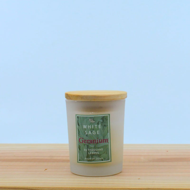 ゼラニウム／国産ホワイトセージキャンドルS／M／L | Thousand