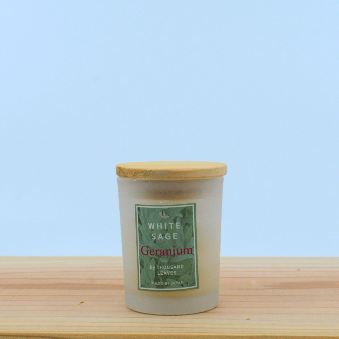 ゼラニウム／国産ホワイトセージキャンドルS／M／L | Thousand