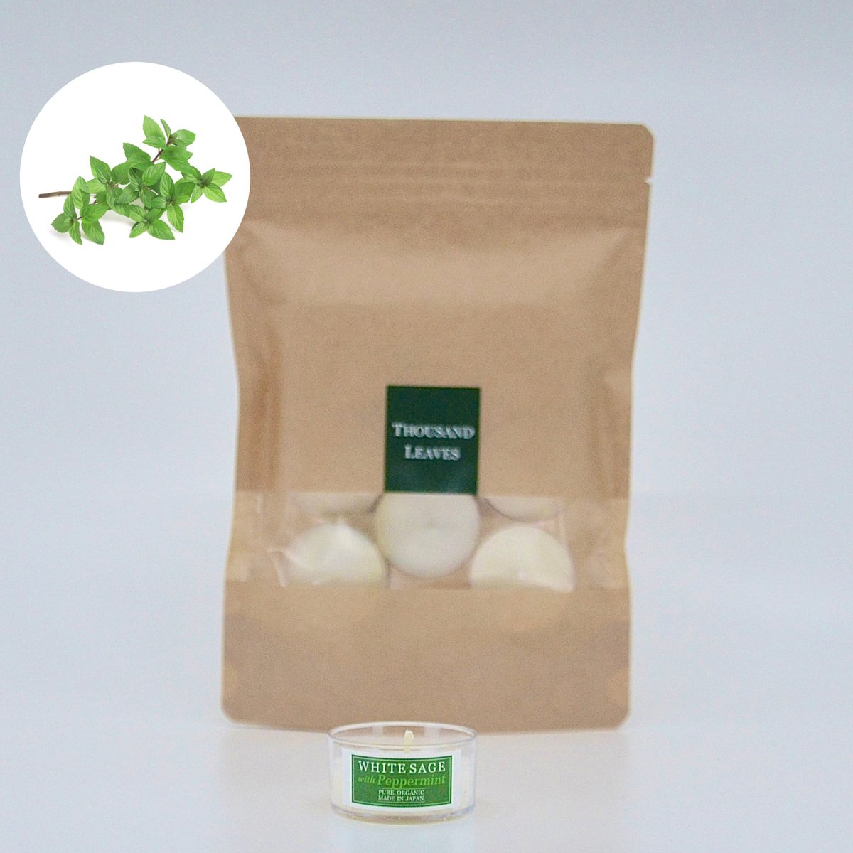 ペパーミント／国産ホワイトセージ ティーライトキャンドル | Thousand